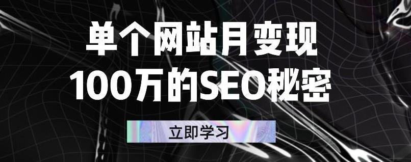 单个网站月变现100万的SEO秘密，百分百做出赚钱站点-华创网