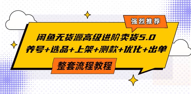 闲鱼无货源高级进阶卖货5.0，养号 选品 上架 测款 优化 出单整套流程教程-华创网