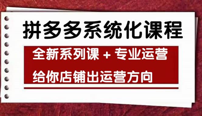 车神陪跑，拼多多系统化课程，全新系列课 专业运营给你店铺出运营方向-华创网