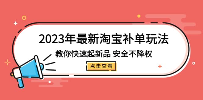 2023年最新淘宝补单玩法，教你快速起·新品，安全·不降权（18课时）-华创网
