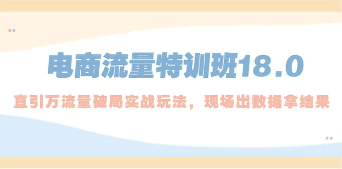 电商流量特训班18.0，直引万流量破局实操玩法，现场出数据拿结果-华创网
