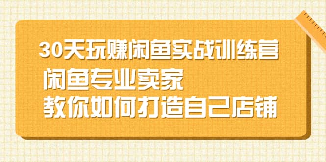 30天玩赚闲鱼实战训练营，闲鱼专业卖家教你如何打造自己店铺-华创网