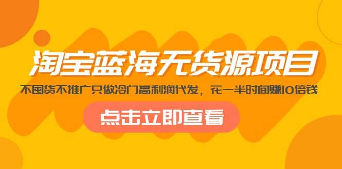 淘宝蓝海无货源项目，不囤货不推广只做冷门高利润代发-华创网