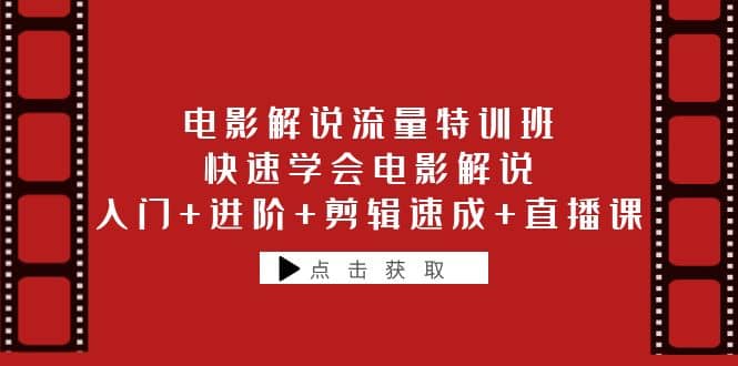 电影解说流量特训班：快速学会电影解说，入门 进阶 剪辑速成 直播课-华创网