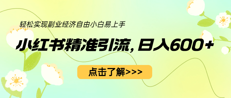 小红书精准引流，小白日入600 ，轻松实现副业经济自由（教程 1153G资源）-华创网