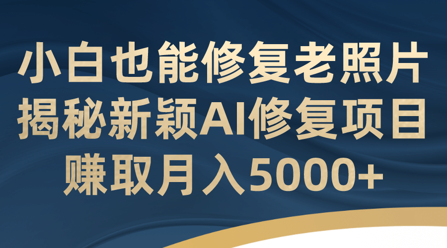 小白也能修复老照片！揭秘新颖AI修复项目，赚取月入5000-华创网