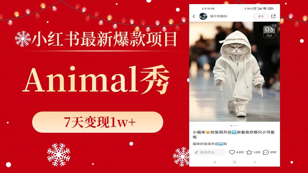 小红书最新爆款项目，Animal秀，7天变现1w+-华创网
