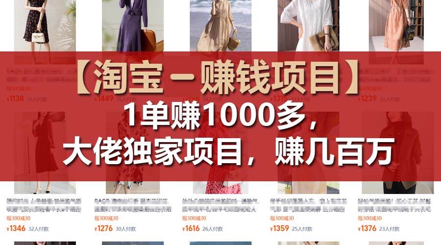 【淘宝赚钱项目】1单可赚1000多，大佬独家项目，年赚几百万-华创网