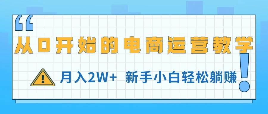 从0开始的电商运营教学，月入2W+，新手小白轻松躺赚-华创网