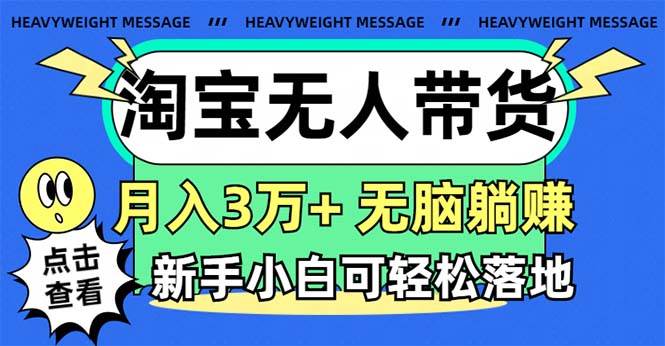淘宝无人带货3.0高收益玩法，月入3万+，无脑躺赚，新手小白可落地实操-华创网