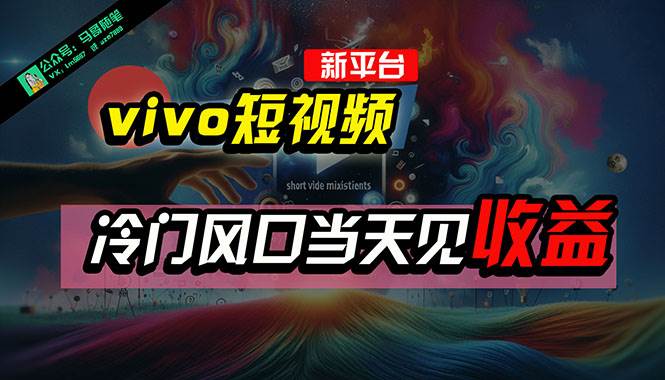 全新平台vivo短视频，新风口AI混剪无脑搬运，冷门风口当天见收益，7天…-华创网