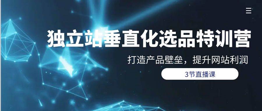 独立站-垂直化选品训练营，打造产品壁垒，提升网站利润（3节直播课）-华创网