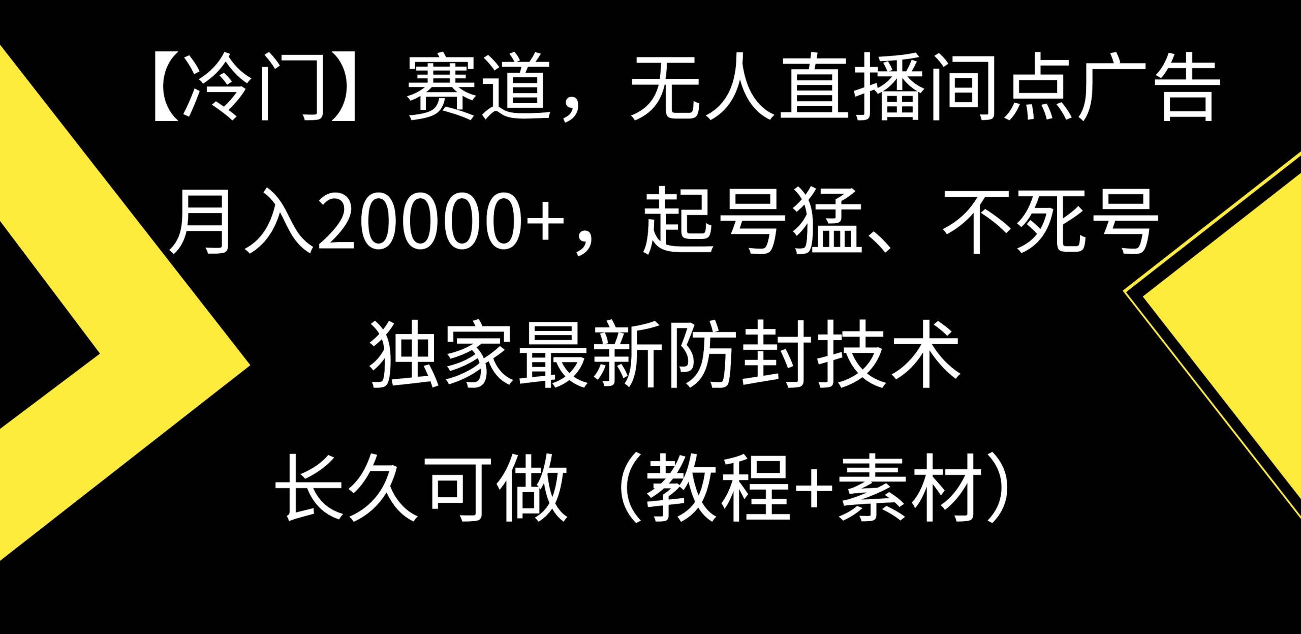 【冷门】赛道，无人直播间点广告，月入20000+，起号猛、不死号，独家最…-华创网