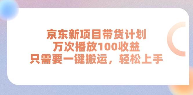 京东新项目带货计划，万次播放100收益，只需要一键搬运，轻松上手-华创网