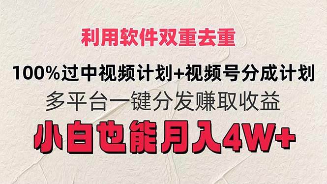 利用软件双重去重，100%过中视频+视频号分成计划小白也可以月入4W+-华创网