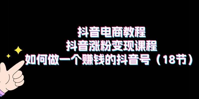 抖音电商教程：抖音涨粉变现课程：如何做一个赚钱的抖音号（18节）-华创网