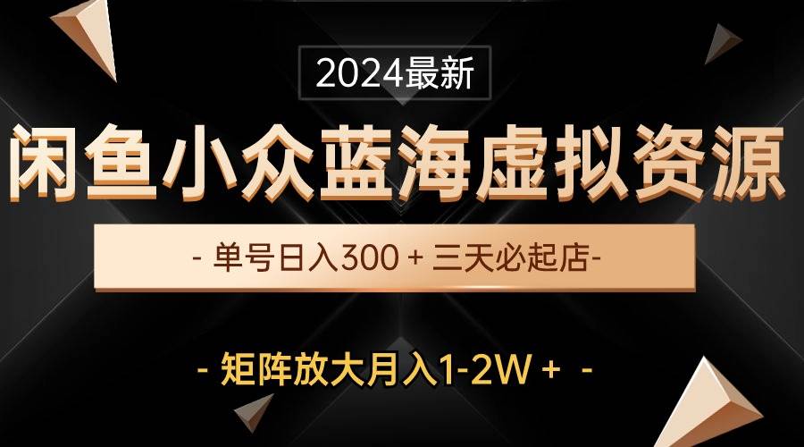 最新闲鱼小众蓝海虚拟资源，单号日入300＋，三天必起店，矩阵放大月入1-2W-华创网