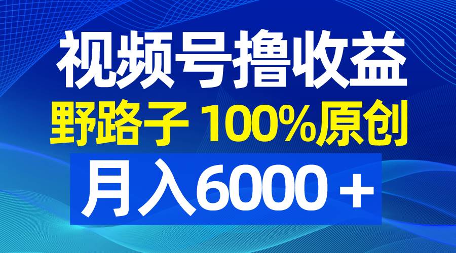 视频号野路子撸收益，100%原创，条条爆款，月入6000＋-华创网