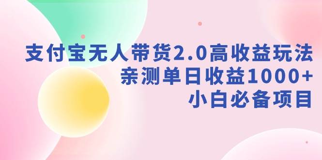 支付宝无人带货2.0高收益玩法，亲测单日收益1000+，小白必备项目-华创网