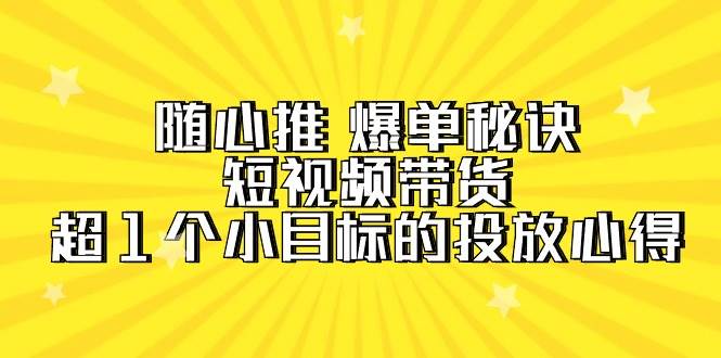 随心推 爆单秘诀，短视频带货-超1个小目标的投放心得（7节视频课）-华创网