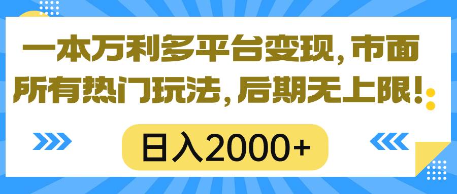 一本万利多平台变现，市面所有热门玩法，日入2000+，后期无上限！-华创网
