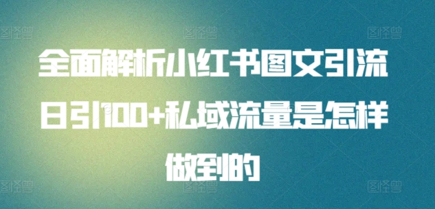 全面解析小红书图文引流日引100私域流量是怎样做到的-华创网