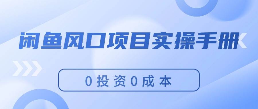 闲鱼风口项目实操手册，0投资0成本，让你做到，月入过万，新手可做-华创网
