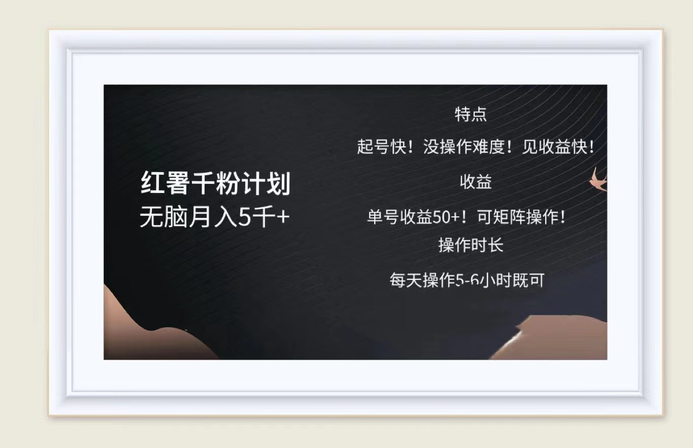 红薯千粉计划无脑月入5千➕！既做既赚！-华创网