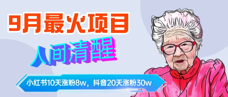 9月最火项目，人间清醒柒奶奶，10天小红薯涨粉8w+，单篇笔记报价1400.-华创网
