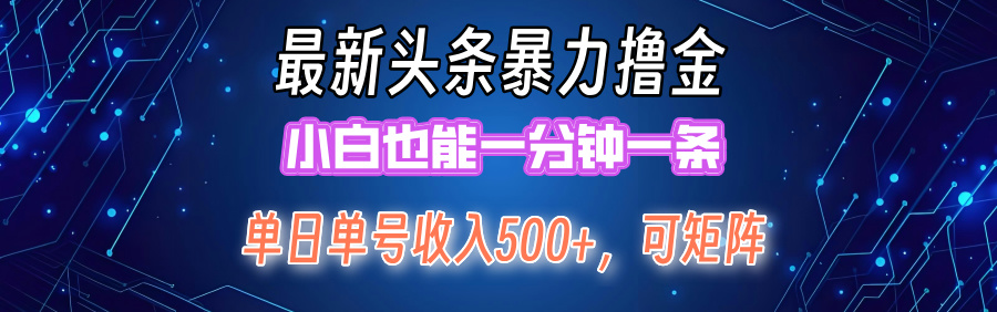 最新头条撸金，小白也能一分钟一条-华创网