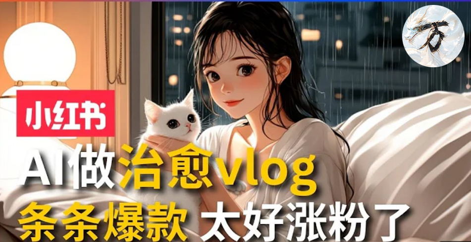 AI治愈系vlog动画视频，小红书7天 涨粉破千，商单报价1500+，0成本制作，日入2000+，有手就会 -华创网