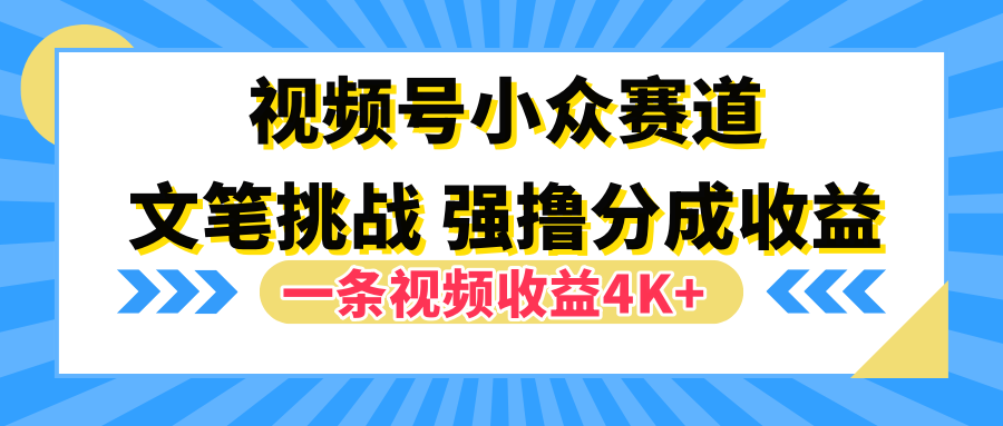 视频号小众赛道，文笔挑战，一条视频收益4K+-华创网