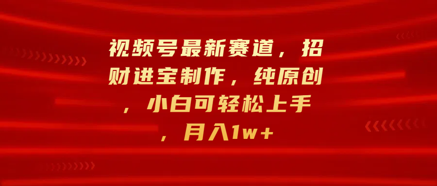视频号最新赛道，招财进宝制作，纯原创，小白可轻松上手，月入1w+-华创网