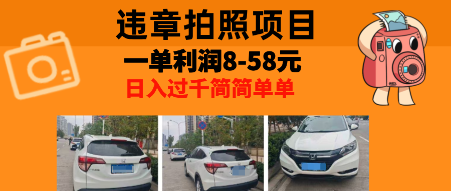 最强副业违章拍照，一单利润8-58元，全国大小城市都可做-华创网