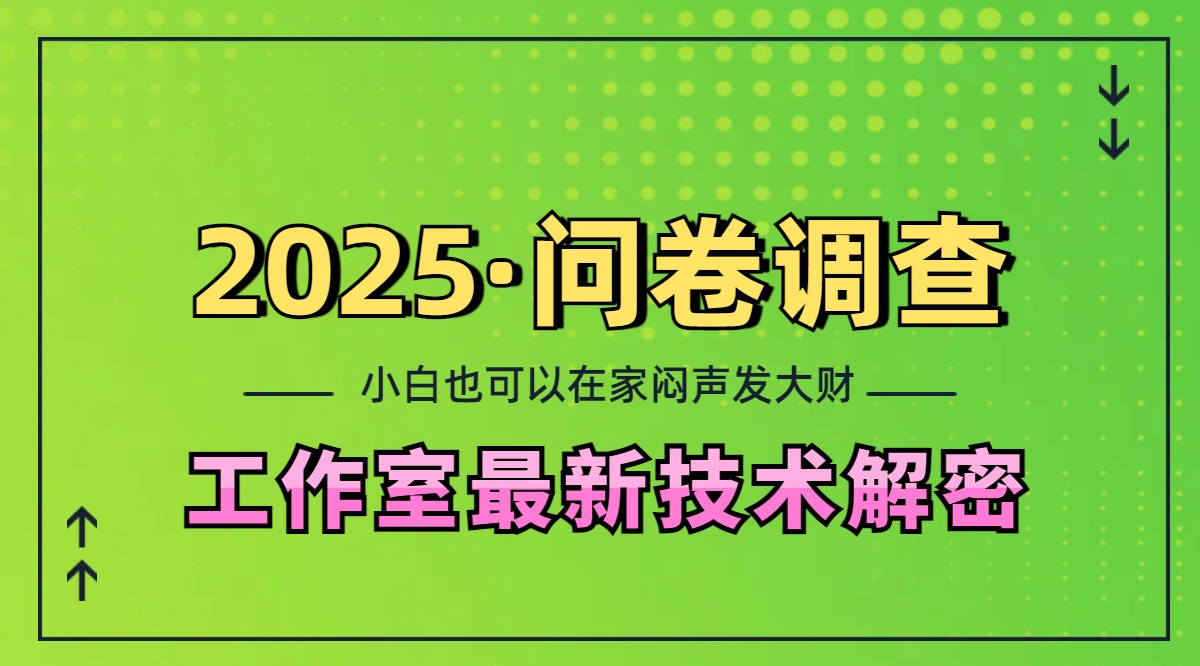 2025《问卷调查》最新工作室技术解密：一个人在家也可以闷声发大财，小白一天200+，可矩阵放大-华创网