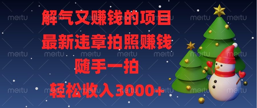 最新违章拍照赚钱，随手一拍，解气又赚钱的项目，轻松收入3000+-华创网