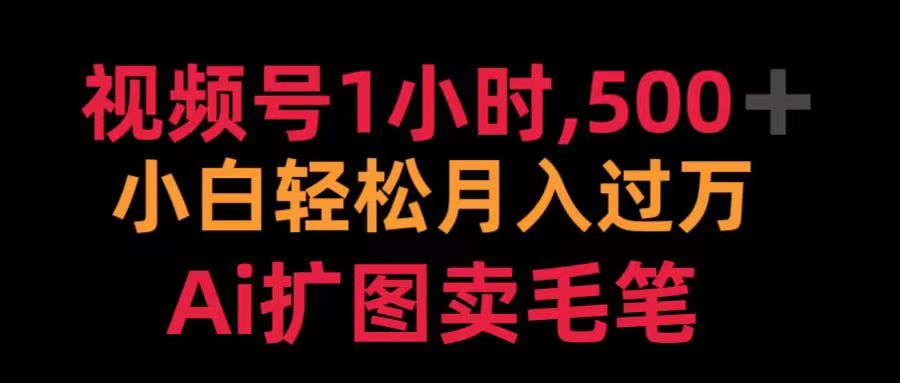 视频号每天1小时，收入500＋，Ai扩图卖毛笔-华创网
