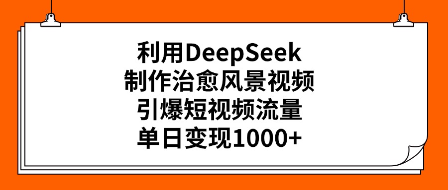 利用DeepSeek制作治愈风景视频，引爆短视频流量，单日变现1000+-华创网