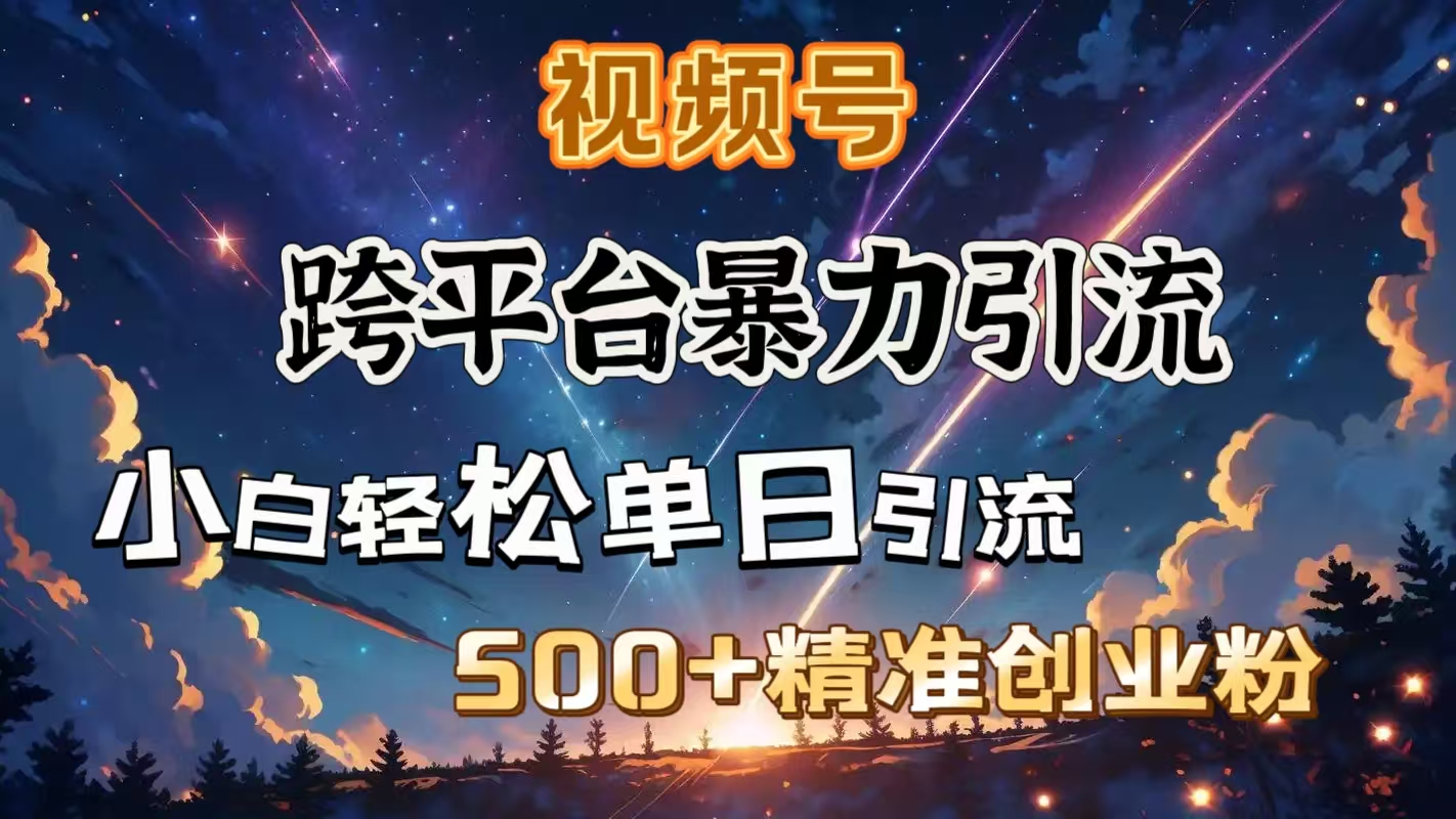 视频号跨平台暴力引流，小白轻松单日引流500＋精准创业粉-华创网