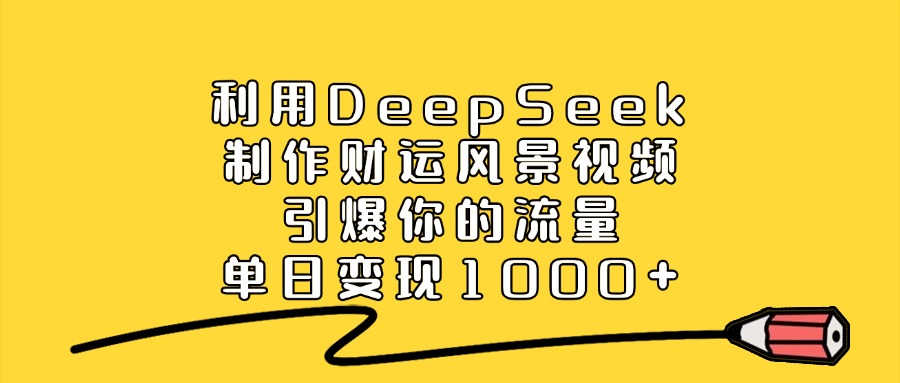 利用DeepSeek制作财运风景视频，引爆你的流量，单日变现1000+-华创网