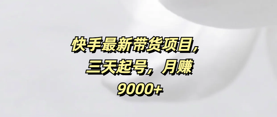 快手最新带货项目，三天起号，月赚9000+-华创网