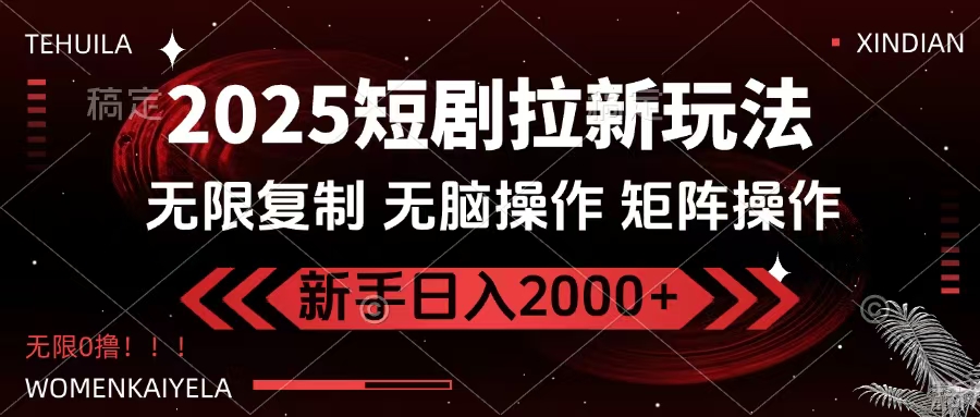 2025短剧拉新玩法，无需注册登录，无限0撸，无脑批量操作日入2000+-华创网