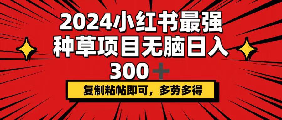 2024小红书最强种草项目，无脑日入300+，复制粘帖即可，多劳多得-华创网